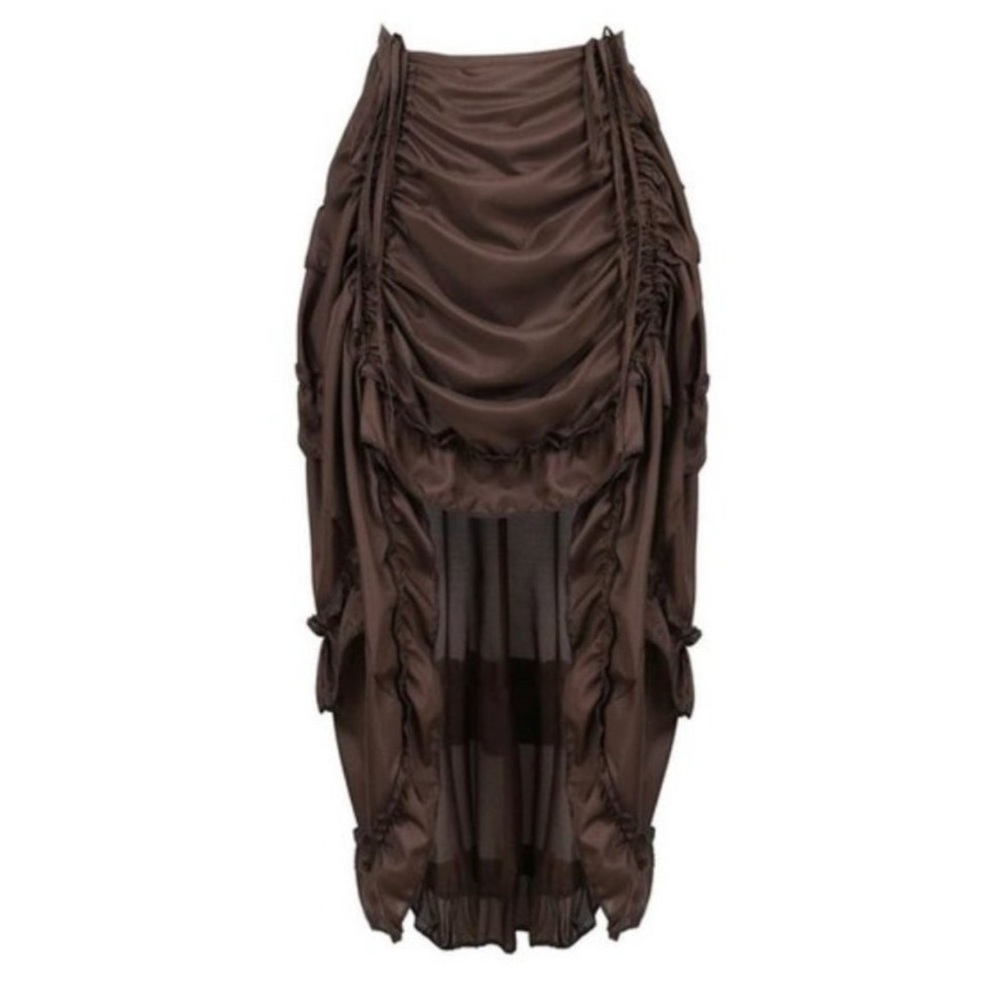 Elegant Brown Ruched Skirt